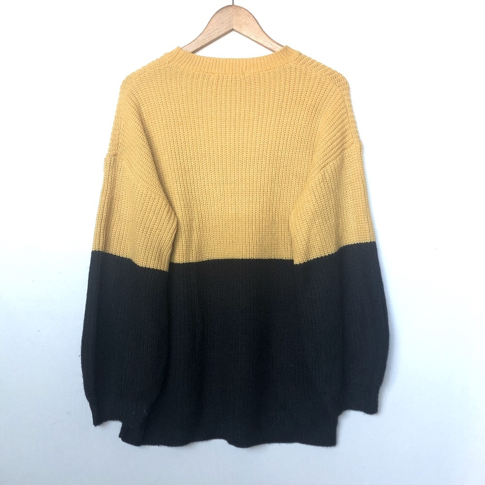 Angashion Colorblock Sweater Large Knit Artsy Oversize